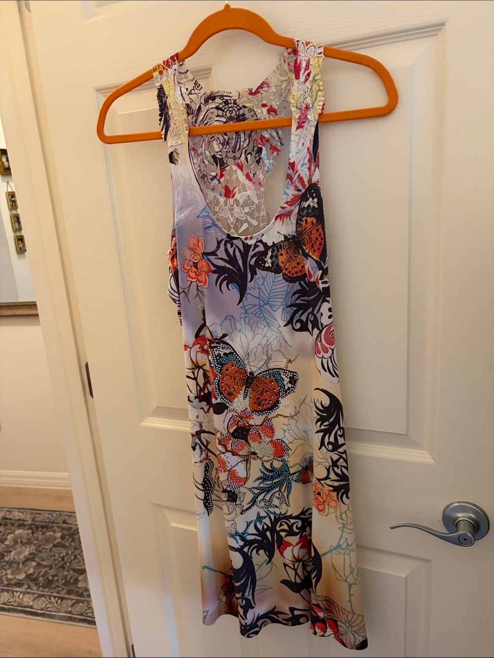 S-Twelve Butterfly Floral Sleeveless Midi Dress - White, Orange, Black